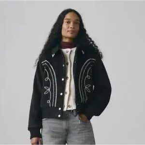 Levi's Black Varsity Jacket with White Embroidered Detail